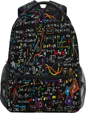 AUUXVA Backpack Math Education Geometrical Plots Formulas School Shoulder Bag Large Waterproof Durable Bookbag Laptop Daypack for Students Teens Girls Boys Elementary