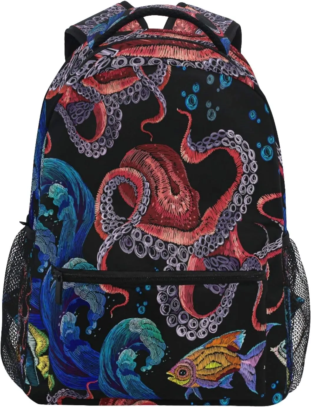 AUUXVA Backpack Octopus Sea Tropical Fish School Shoulder Bag Large Waterproof Durable Bookbag Laptop Daypack for Students Teens Girls Boys Elementary