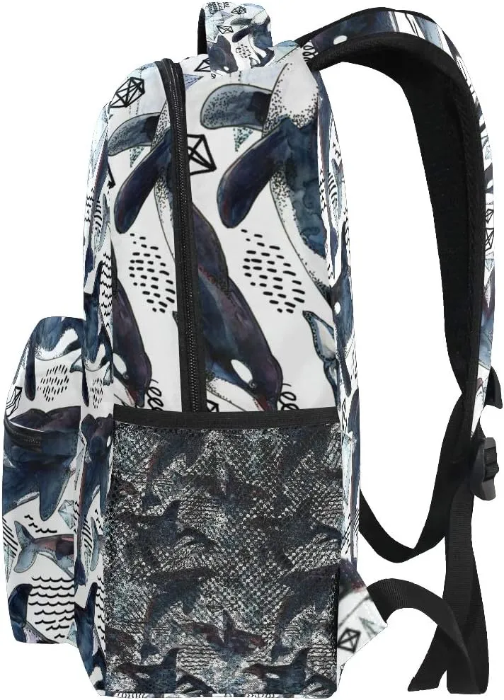 AUUXVA Kids Backpack School Shoulder Bag Large Waterproof Durable Bookbag Laptop Daypack for Students Teens Girls Boys Elementary (Killer Whale)