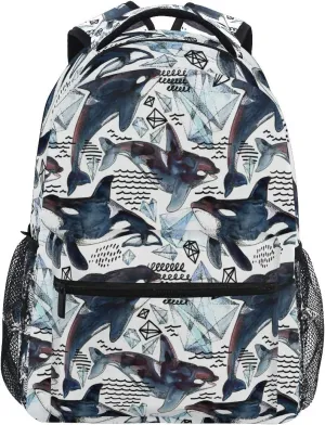 AUUXVA Kids Backpack School Shoulder Bag Large Waterproof Durable Bookbag Laptop Daypack for Students Teens Girls Boys Elementary (Killer Whale)
