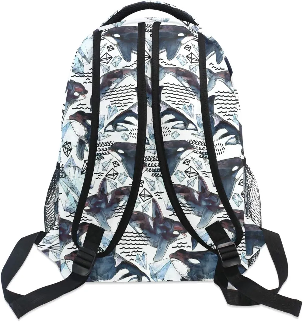 AUUXVA Kids Backpack School Shoulder Bag Large Waterproof Durable Bookbag Laptop Daypack for Students Teens Girls Boys Elementary (Killer Whale)