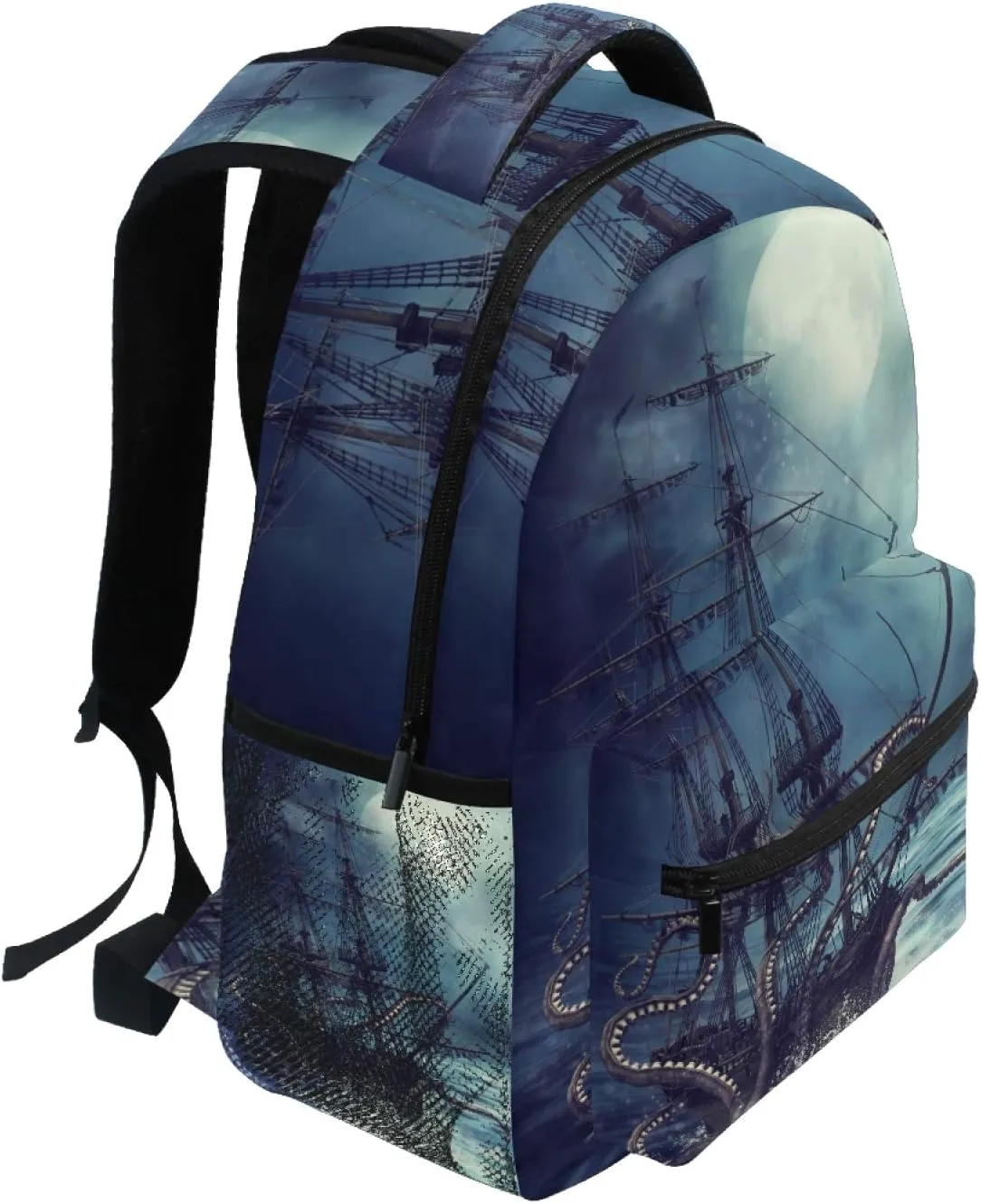 AUUXVA Kids Backpack School Shoulder Bag Large Waterproof Durable Bookbag Laptop Daypack for Students Teens Girls Boys Elementary (Pirate Ship)