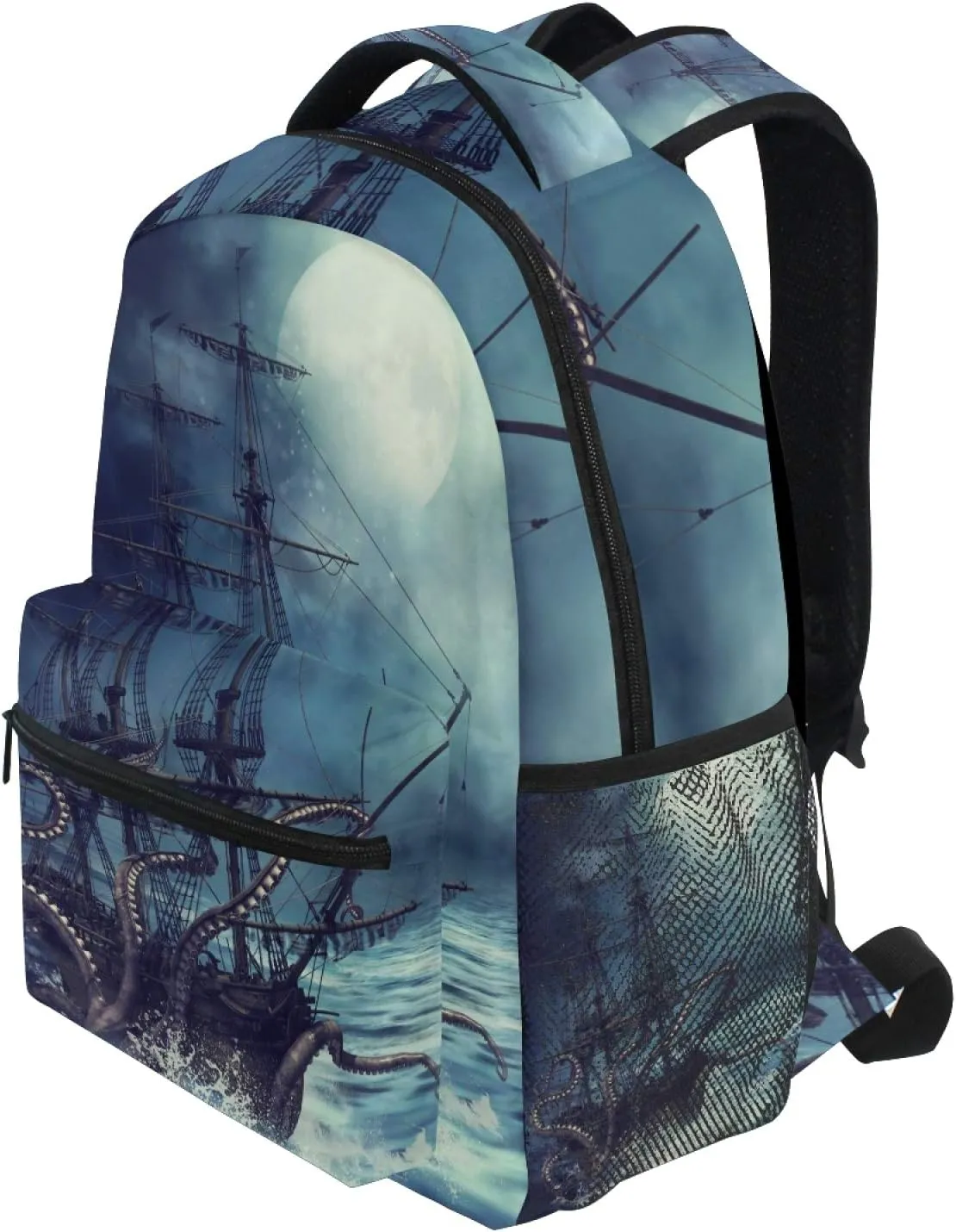 AUUXVA Kids Backpack School Shoulder Bag Large Waterproof Durable Bookbag Laptop Daypack for Students Teens Girls Boys Elementary (Pirate Ship)