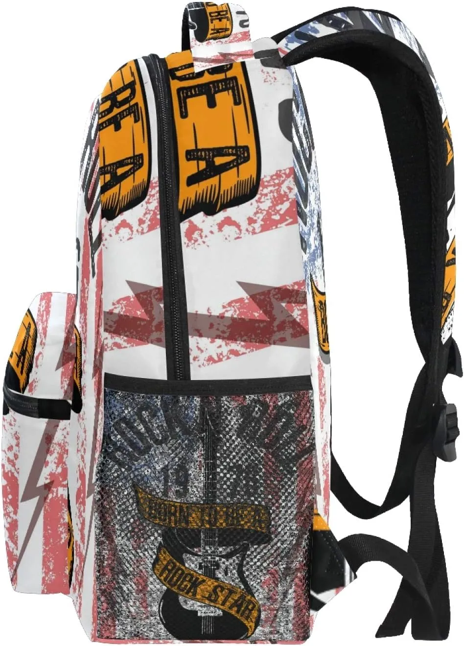 AUUXVA Kids Backpack School Shoulder Bag Large Waterproof Durable Bookbag Laptop Daypack for Students Teens Girls Boys Elementary (Rock Roll Music Guitar)