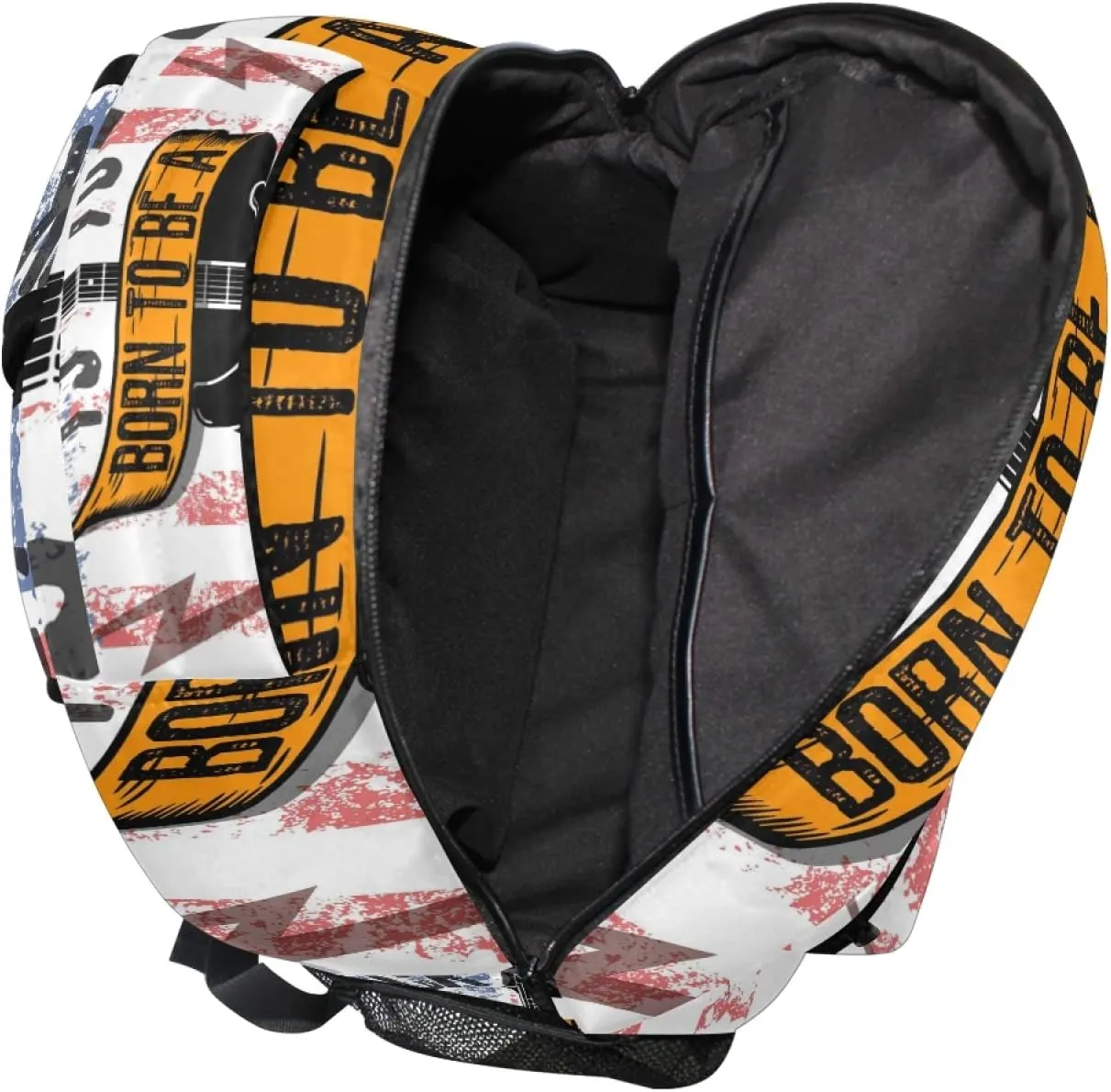 AUUXVA Kids Backpack School Shoulder Bag Large Waterproof Durable Bookbag Laptop Daypack for Students Teens Girls Boys Elementary (Rock Roll Music Guitar)