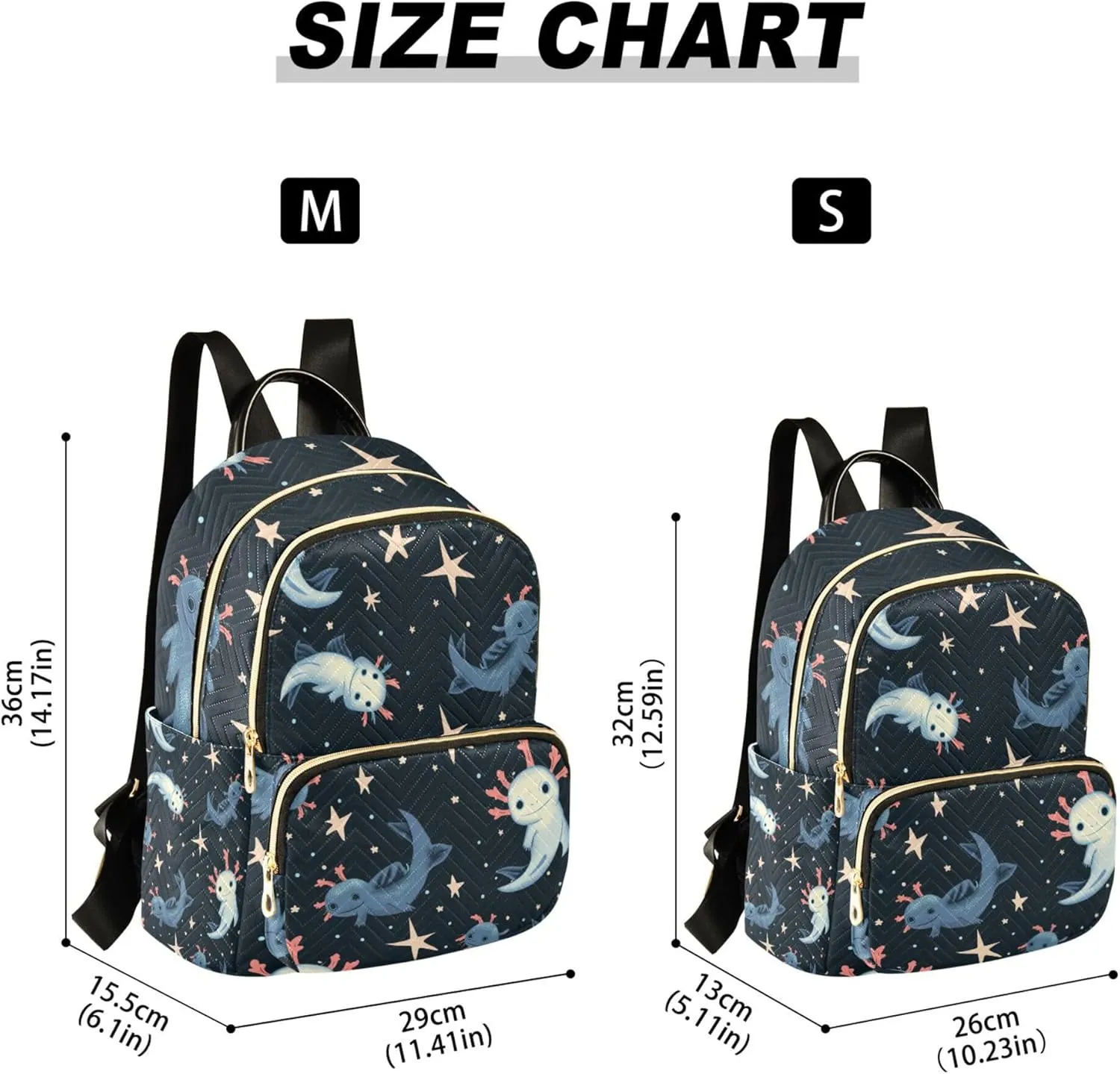 Axolotl Stars Backpack for Women, Fashion Shoulder Bag Lightweight Mini Backpack Travel Bag Casual Daypack Back Pack