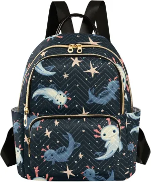 Axolotl Stars Backpack for Women, Fashion Shoulder Bag Lightweight Mini Backpack Travel Bag Casual Daypack Back Pack
