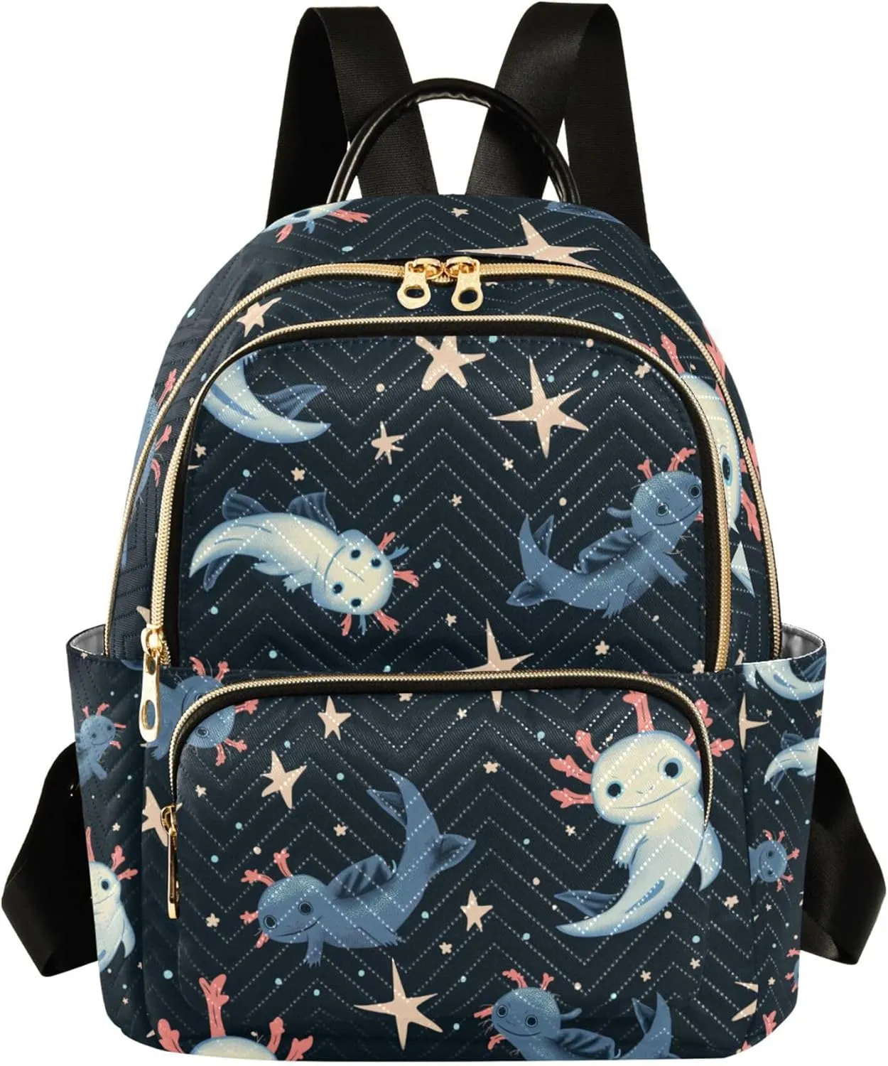 Axolotl Stars Backpack for Women, Fashion Shoulder Bag Lightweight Mini Backpack Travel Bag Casual Daypack Back Pack