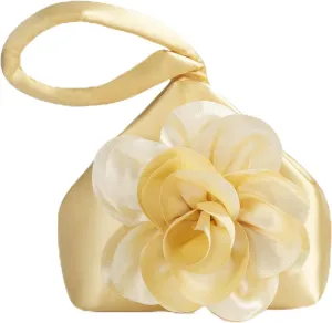 BABEYOND Clutch Purses for Women - Evening Bags Flower Satin Handbag Classy Wristlet Purse for Party Daily Wedding
