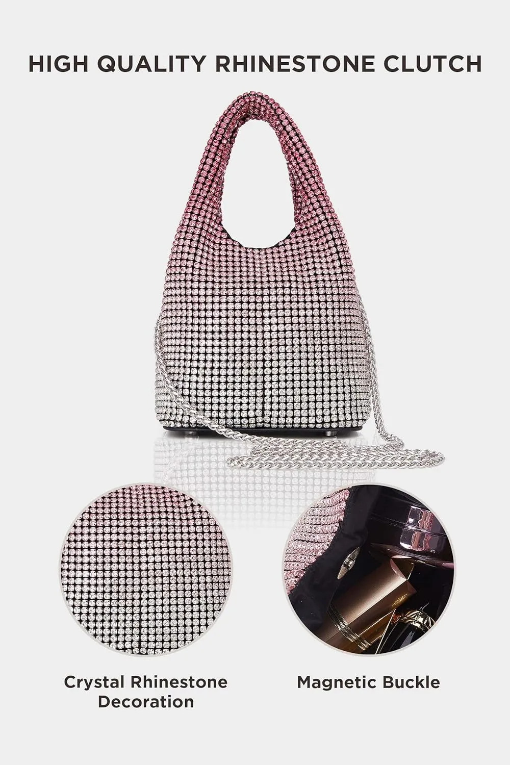 BABEYOND Clutch Purses for Women - Sparkly Evening Bags Glitter Rhinestone Portable Handbag for Party Prom Wedding