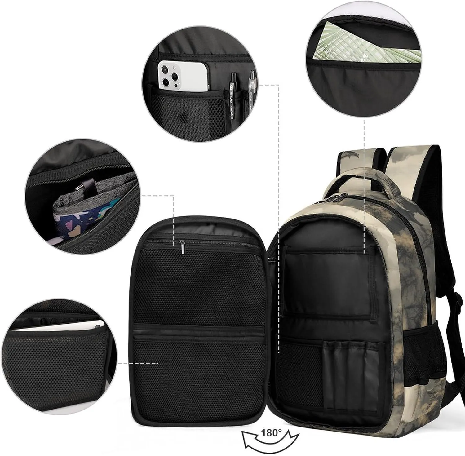 Backpack for Women Men Daypack Chinese Style Architecture Laptop Backpack Computer Bag Casual Nurse Bag Laptop Bag