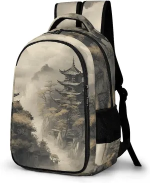 Backpack for Women Men Daypack Chinese Style Architecture Laptop Backpack Computer Bag Casual Nurse Bag Laptop Bag