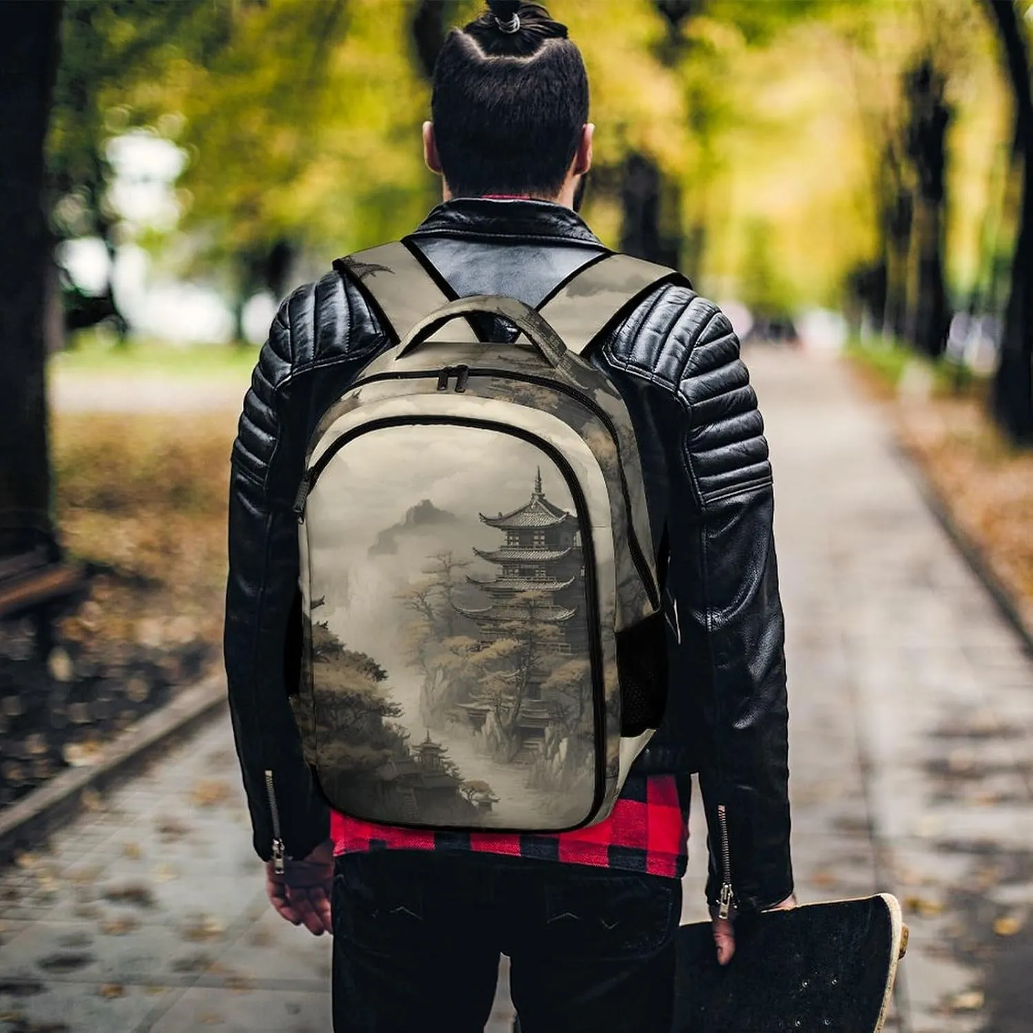 Backpack for Women Men Daypack Chinese Style Architecture Laptop Backpack Computer Bag Casual Nurse Bag Laptop Bag