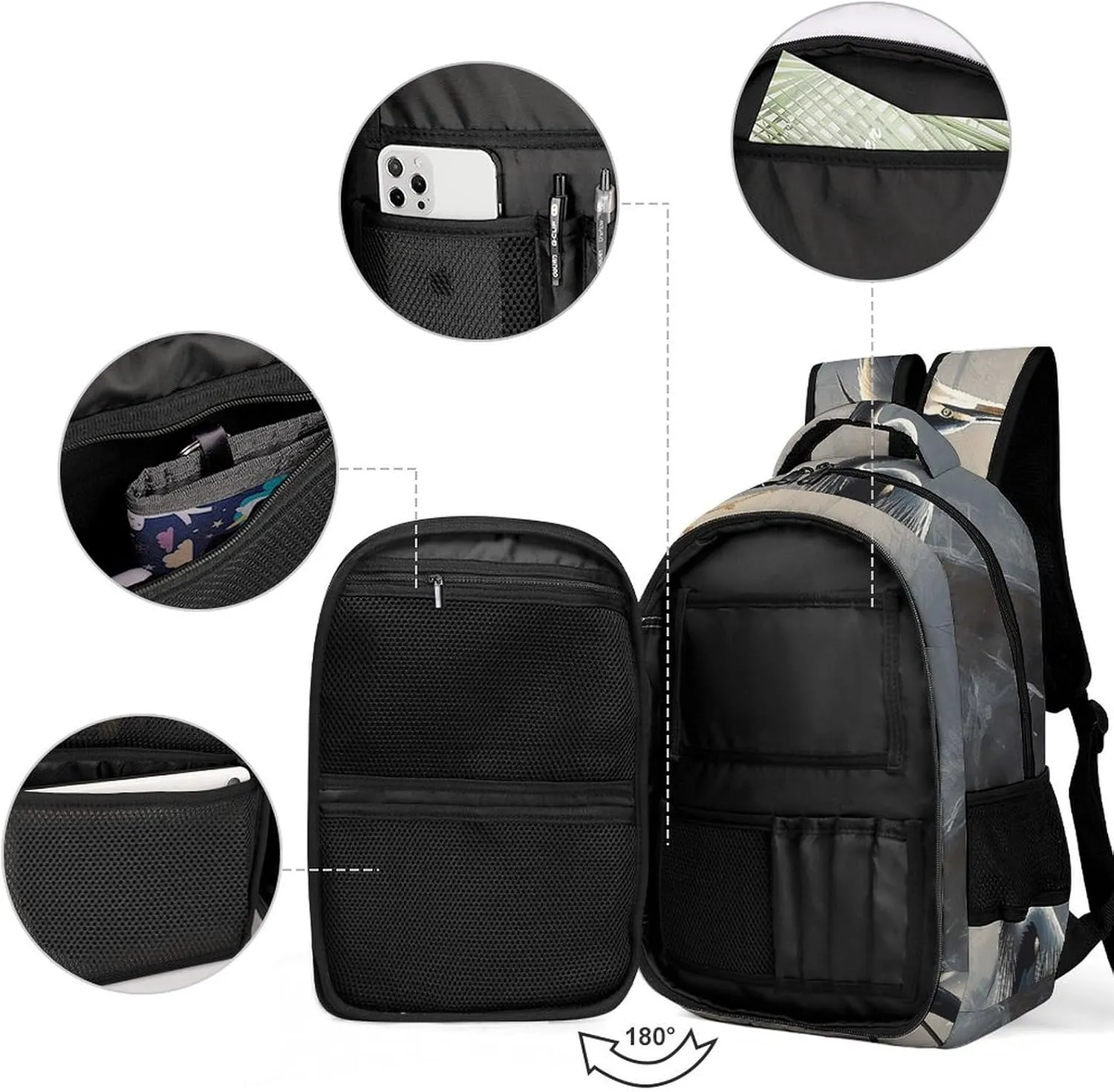 Backpack for Women Men Daypack Hand Drawn Bird Laptop Backpack Computer Bag Casual Nurse Bag Laptop Bag