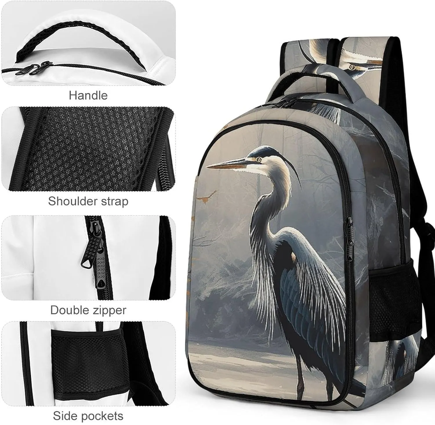 Backpack for Women Men Daypack Hand Drawn Bird Laptop Backpack Computer Bag Casual Nurse Bag Laptop Bag
