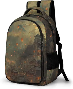 Backpack for Women Men Daypack Lanterns Are Flying Laptop Backpack Computer Bag Casual Nurse Bag Laptop Bag