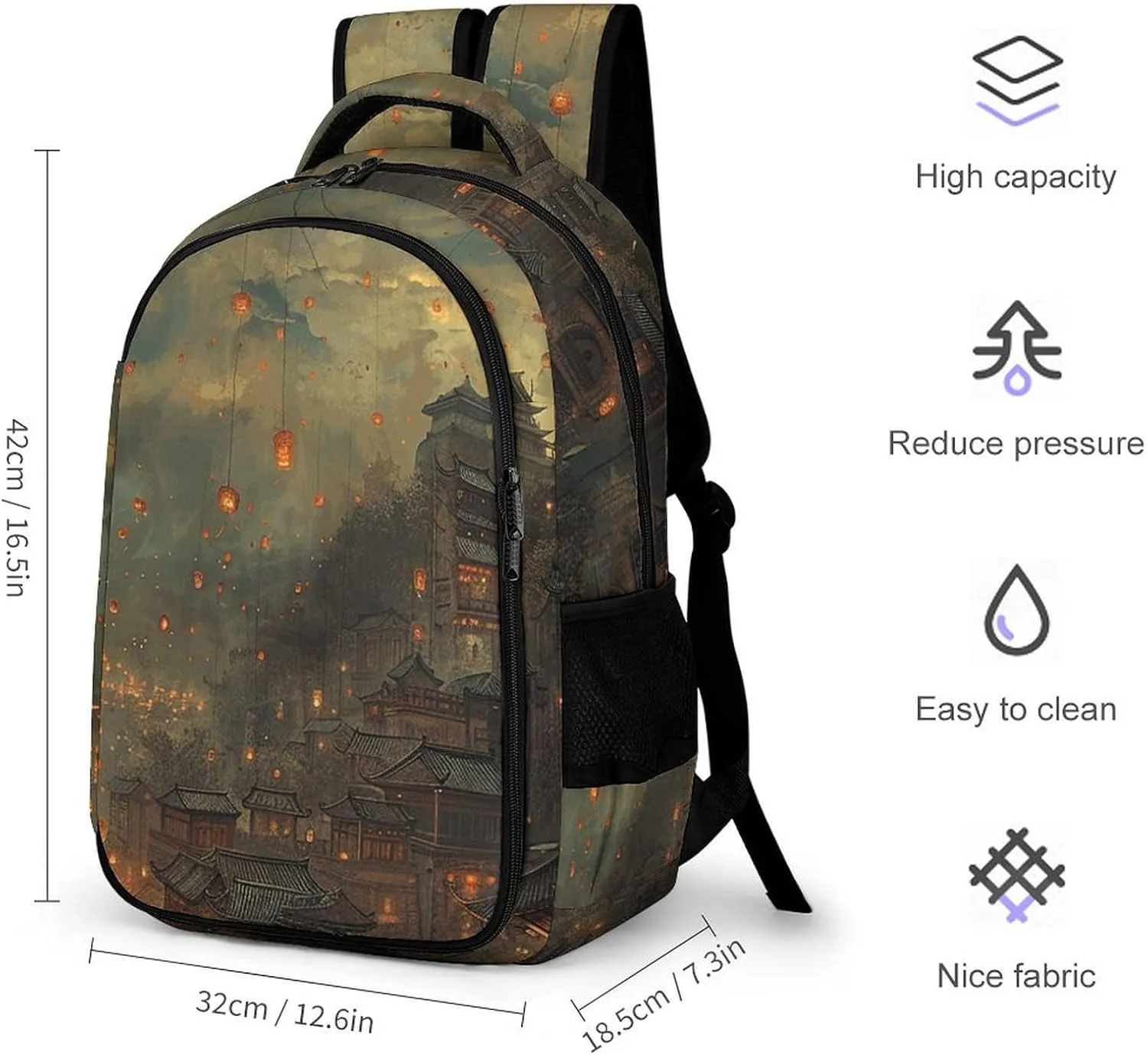 Backpack for Women Men Daypack Lanterns Are Flying Laptop Backpack Computer Bag Casual Nurse Bag Laptop Bag