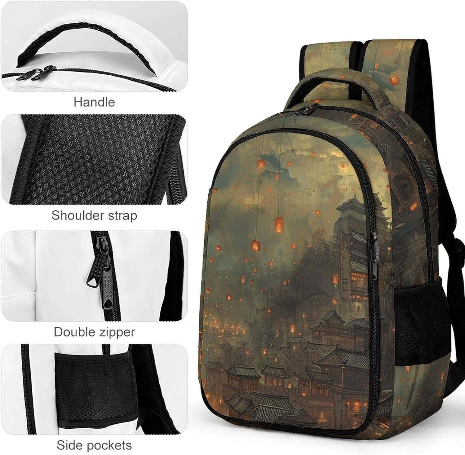 Backpack for Women Men Daypack Lanterns Are Flying Laptop Backpack Computer Bag Casual Nurse Bag Laptop Bag