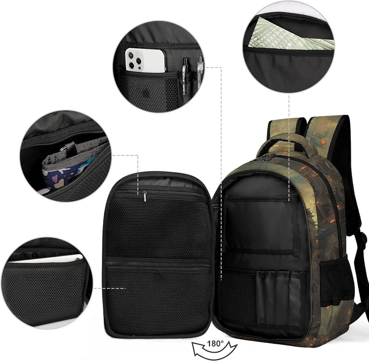 Backpack for Women Men Daypack Lanterns Are Flying Laptop Backpack Computer Bag Casual Nurse Bag Laptop Bag