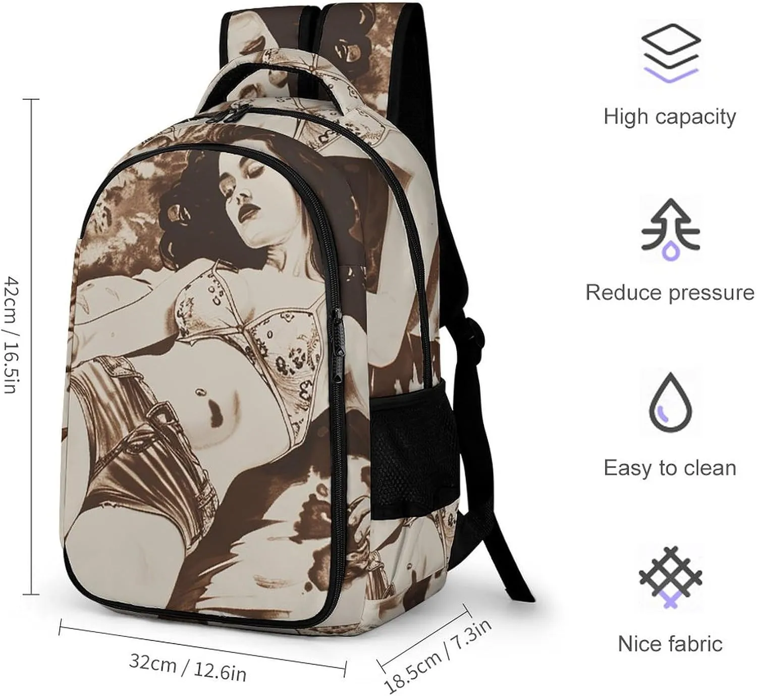 Backpack for Women Men Daypack Lying on Blanket Laptop Backpack Computer Bag Casual Nurse Bag Laptop Bag