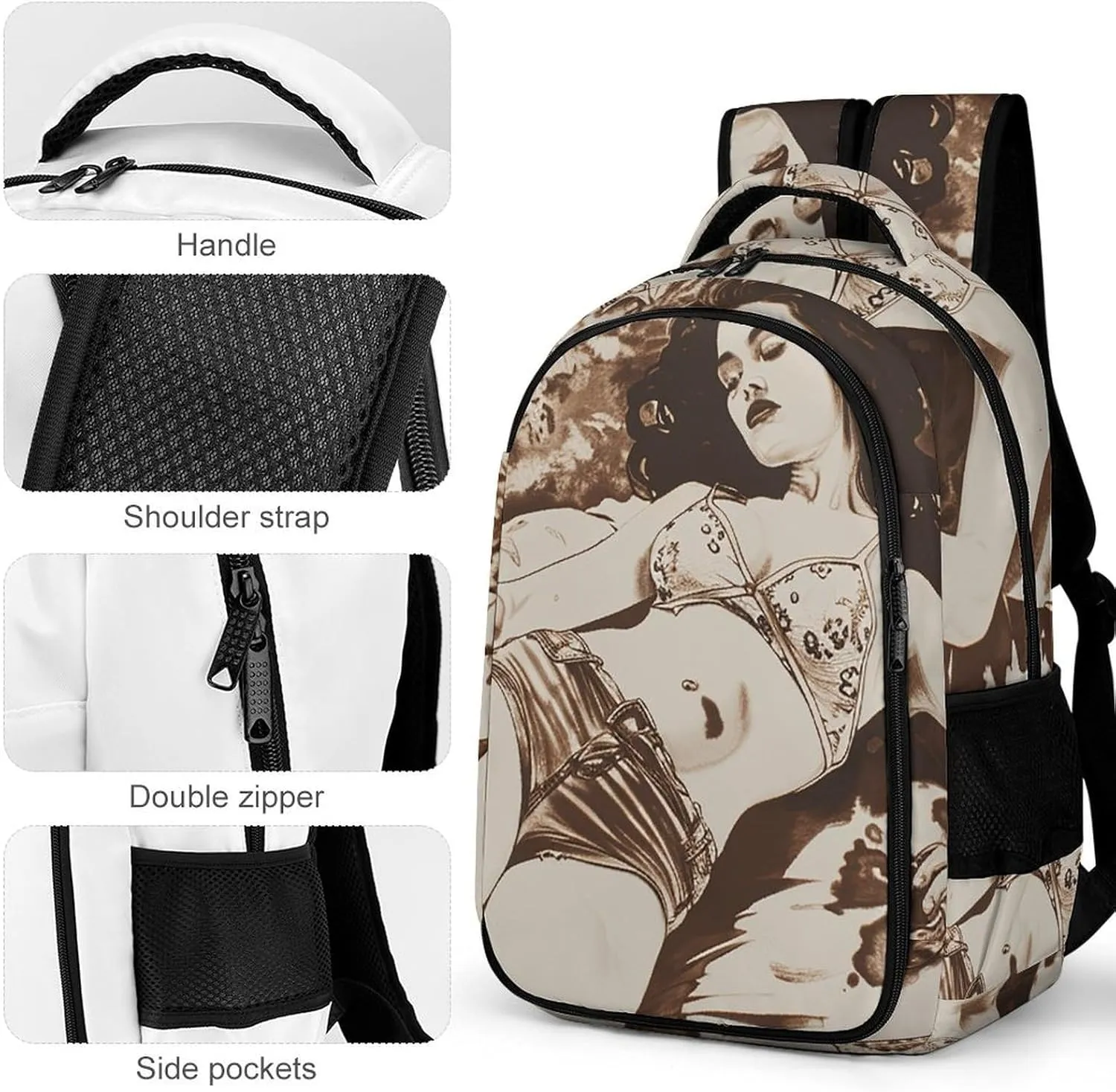 Backpack for Women Men Daypack Lying on Blanket Laptop Backpack Computer Bag Casual Nurse Bag Laptop Bag