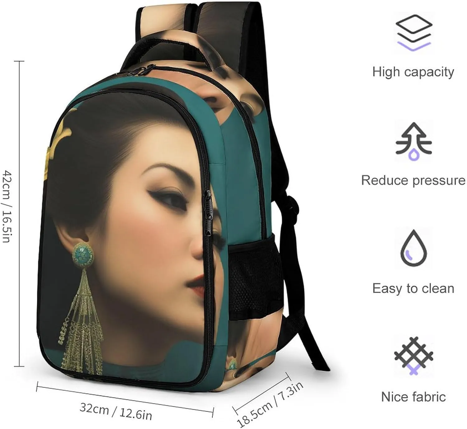 Backpack for Women Men Daypack Oriental Style Women Laptop Backpack Computer Bag Casual Nurse Bag Laptop Bag
