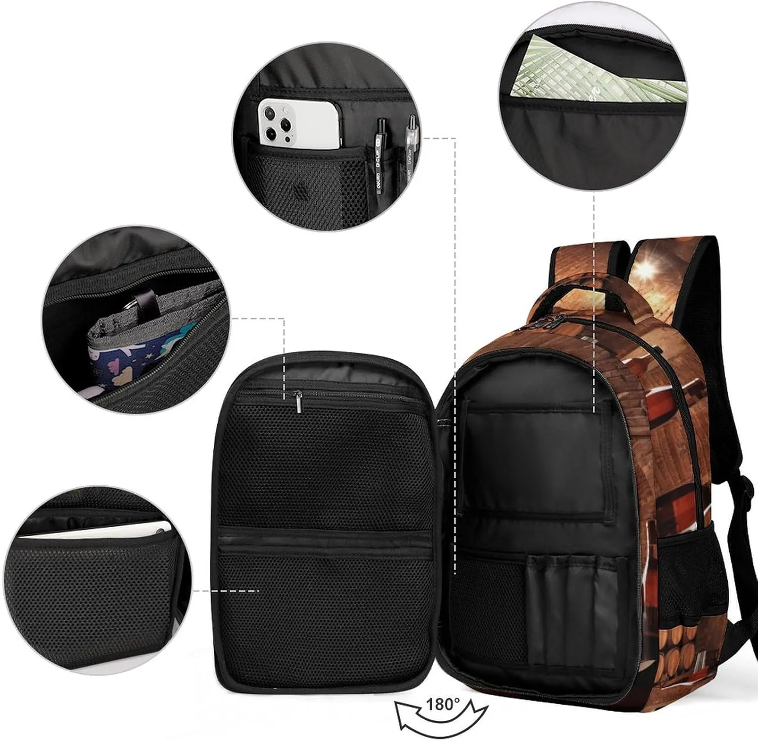 Backpack for Women Men Daypack Red Wine Cellar Laptop Backpack Computer Bag Casual Nurse Bag Laptop Bag