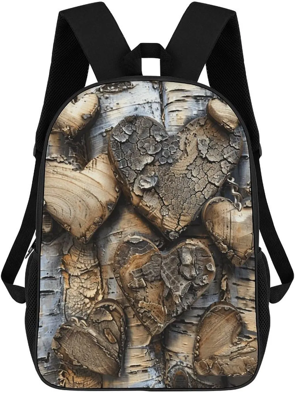 Backpack for Women Men Laptop Backpack Carved Wooden Heart Casual Daypack Work Travel Computer Backpack