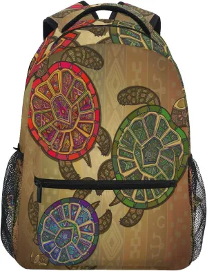 Backpack Ocean Sea Animal Vintage Turtle School Shoulder Bag Large Waterproof Durable Bookbag Laptop Daypack for Students Teens Girls Boys Elementary