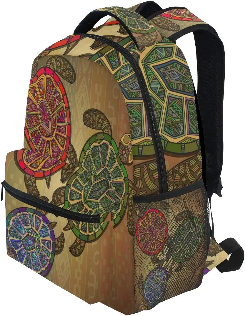 Backpack Ocean Sea Animal Vintage Turtle School Shoulder Bag Large Waterproof Durable Bookbag Laptop Daypack for Students Teens Girls Boys Elementary
