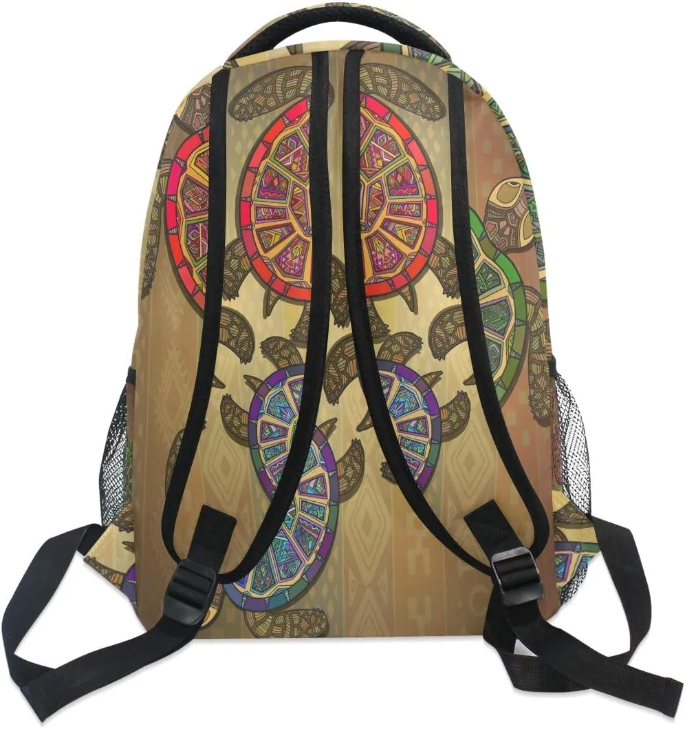 Backpack Ocean Sea Animal Vintage Turtle School Shoulder Bag Large Waterproof Durable Bookbag Laptop Daypack for Students Teens Girls Boys Elementary
