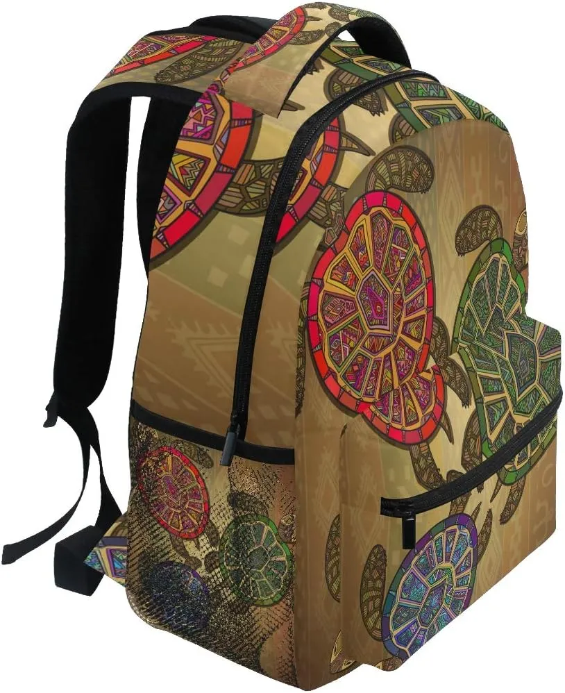 Backpack Ocean Sea Animal Vintage Turtle School Shoulder Bag Large Waterproof Durable Bookbag Laptop Daypack for Students Teens Girls Boys Elementary