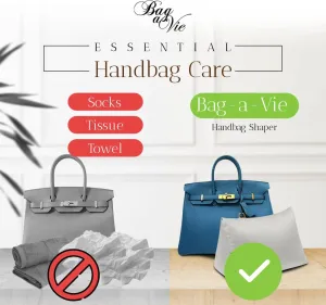 Bag-a-Vie Purse Shaper Pillow Insert - Herringbone - Luxury Handbag Shaper Insert for Women's Purses - Handbag Custom Pillow Purse Accessories for Birkin 25