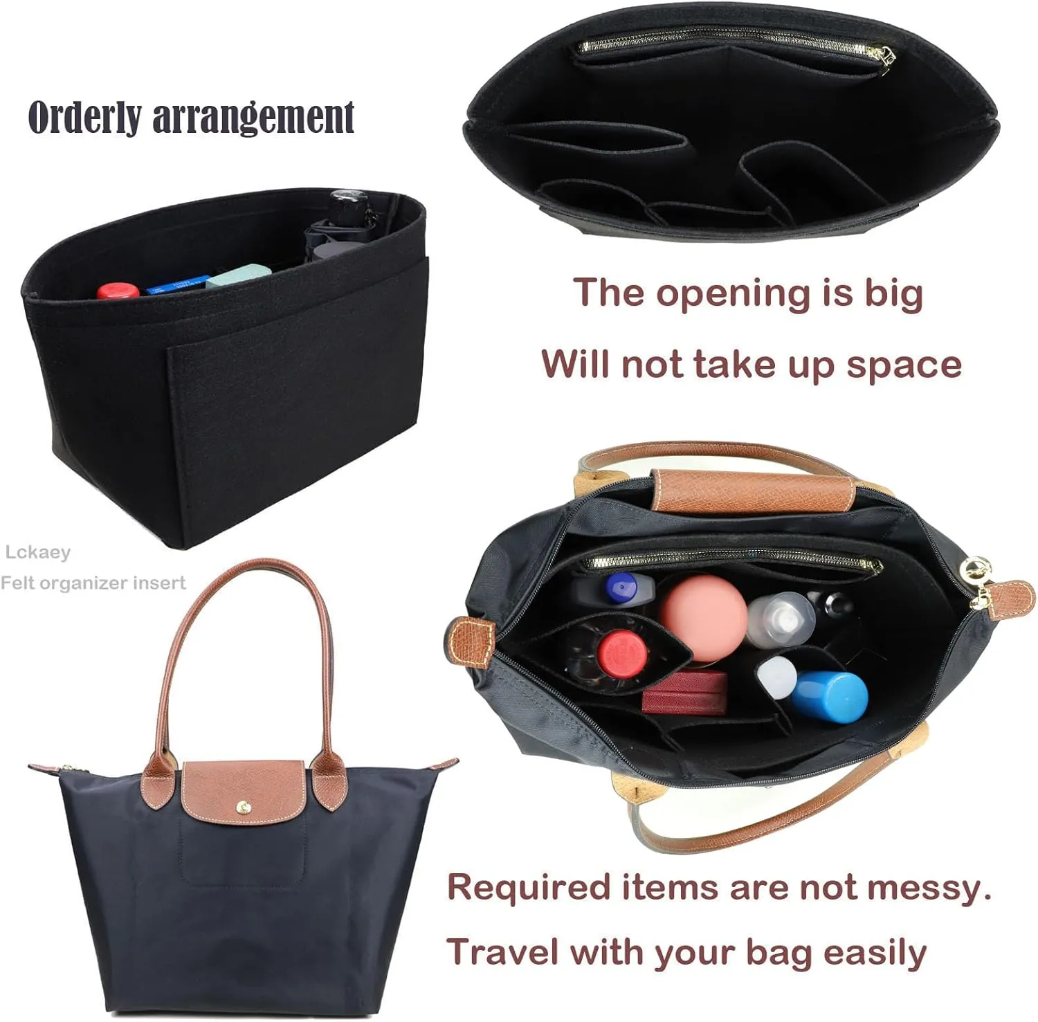 bag Organizer Insert for Longchamp Le Pliage Neo Handbags Insert Organizer 1012BLACK-M