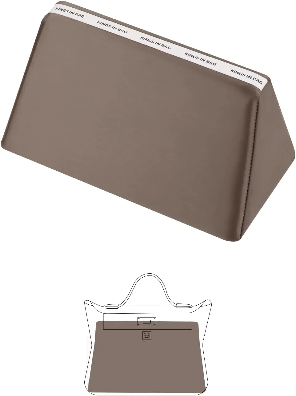 Bag Shaper Compatible with Kelly 2424-mini Bags, Purse Shaper Pillow Insert for Women Bags, Lightweight Shaper with Silky Satins and Soft Memory Foam Inner (Etoupe grey, KE2424-mini)