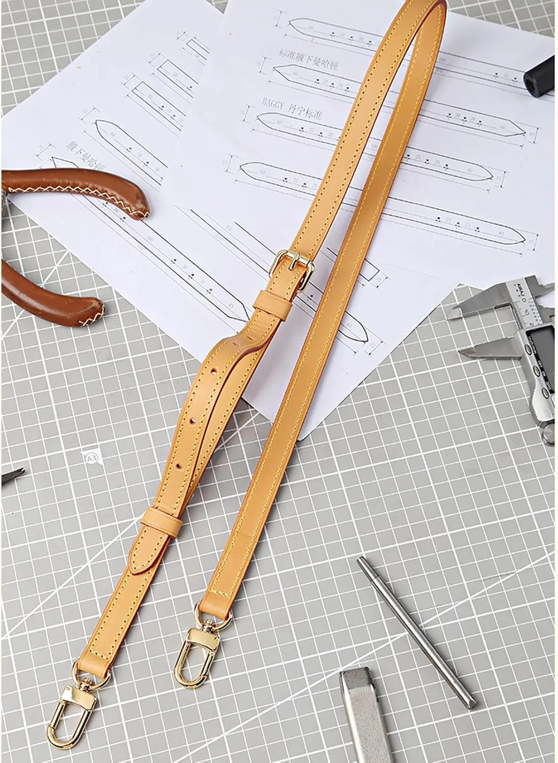 Bag Strap Leather Replacement Straps Adjuster Handbag Straps (Beeswax,Weith-1.2cm)