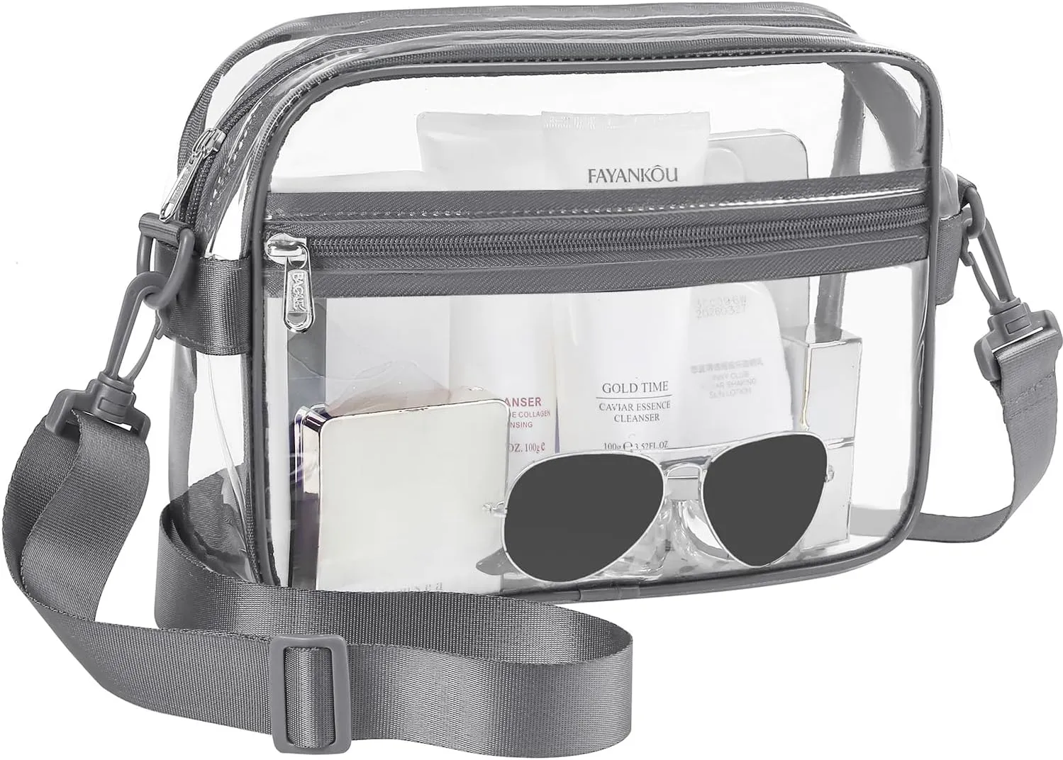 BAGAIL Clear Bag Stadium Approved Crossbody Shoulder Messenger Clear Purse with Adjustable Strap