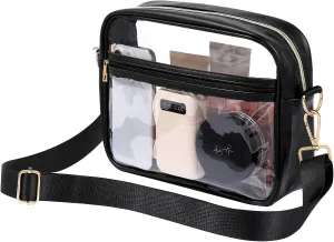 BAGAIL Clear Bag Stadium Approved Crossbody Shoulder Messenger Clear Purse with Adjustable Strap