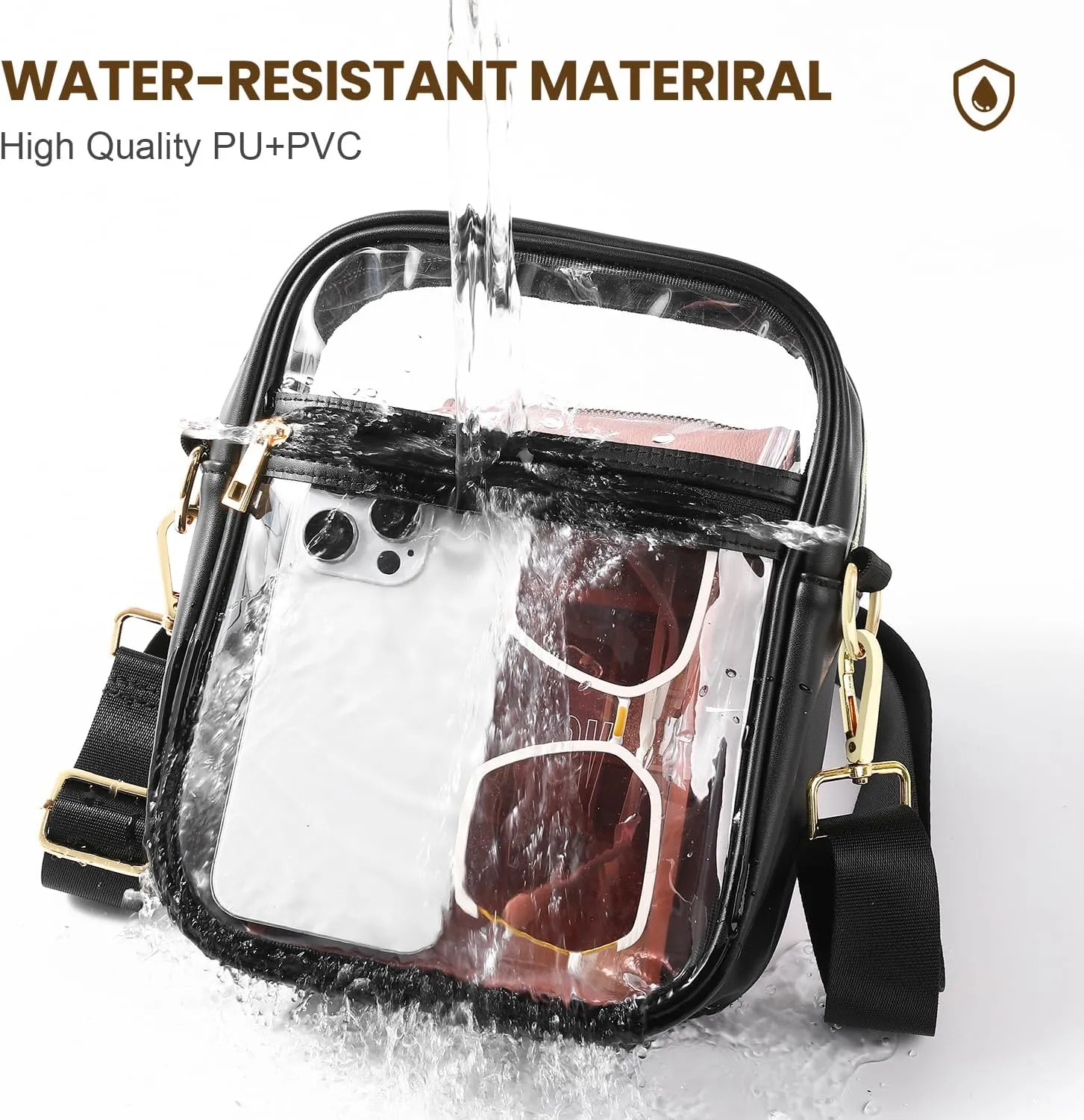 BAGAIL Clear Bag Stadium Approved Crossbody Shoulder Messenger Clear Purse with Adjustable Strap