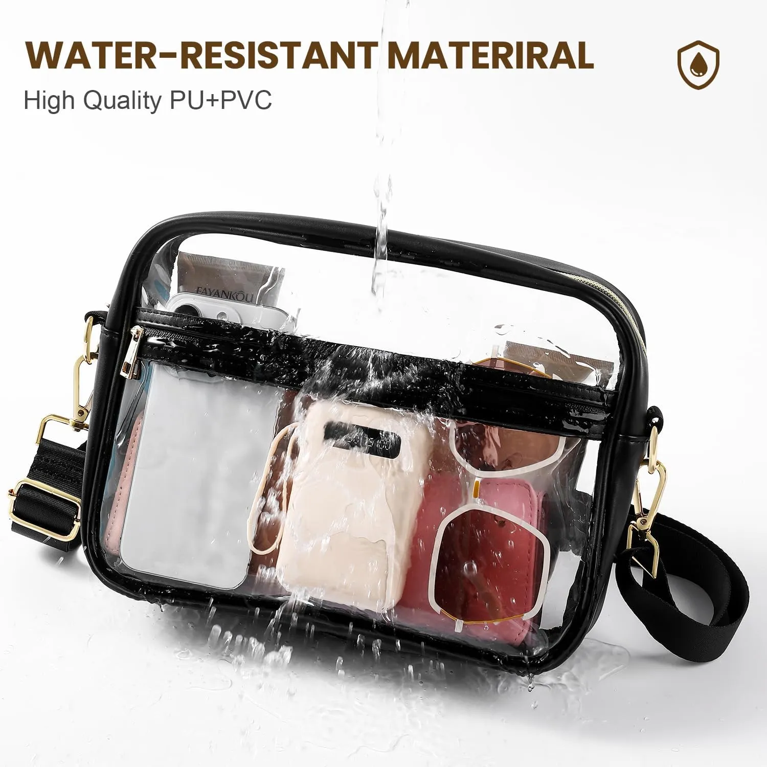 BAGAIL Clear Bag Stadium Approved Crossbody Shoulder Messenger Clear Purse with Adjustable Strap