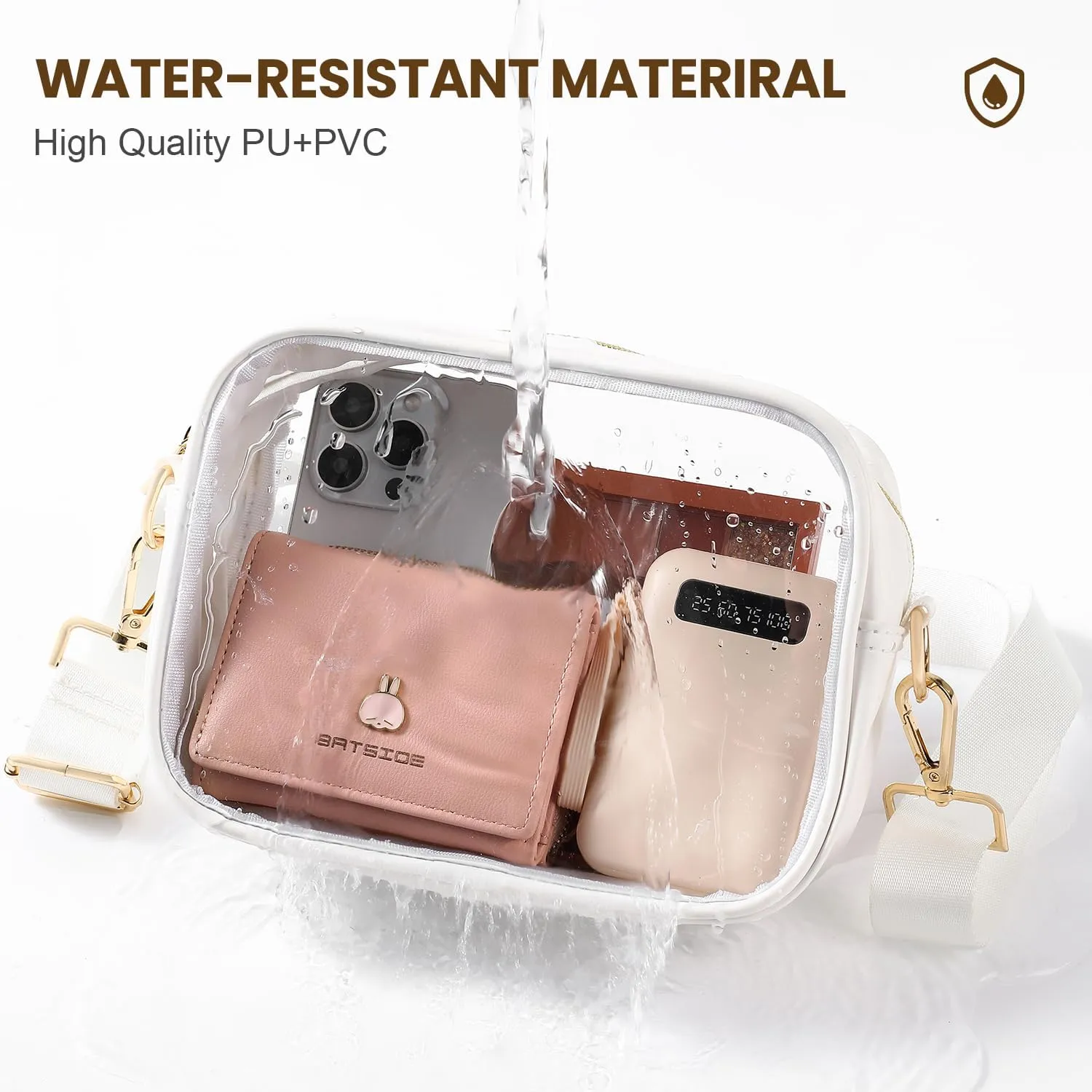 BAGAIL Clear Bag Stadium Approved Crossbody Shoulder Messenger Clear Purse with Adjustable Strap