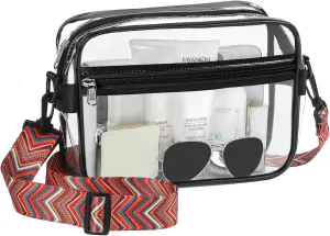 BAGAIL Clear Bag Stadium Approved Crossbody Shoulder Messenger Clear Purse with Adjustable Strap