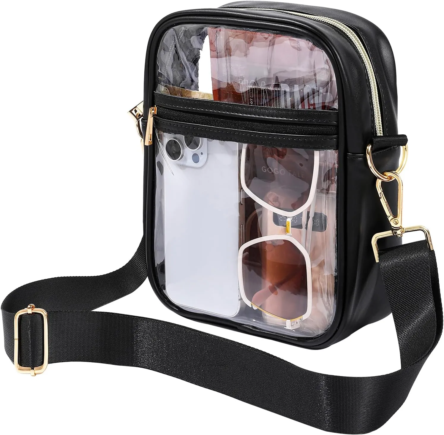BAGAIL Clear Bag Stadium Approved Crossbody Shoulder Messenger Clear Purse with Adjustable Strap