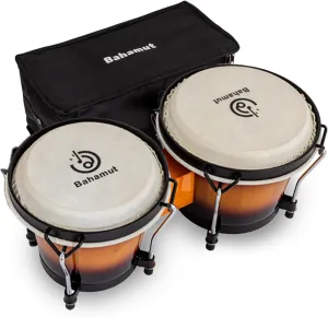 BAHAMUT Bongo Drum Set, 6" 7" Wooden Bongos Gift for Adults & Kids Beginners, Ideal Percussion for Education and Practice, Comes with Tuning Wrench & Waterproof Bag