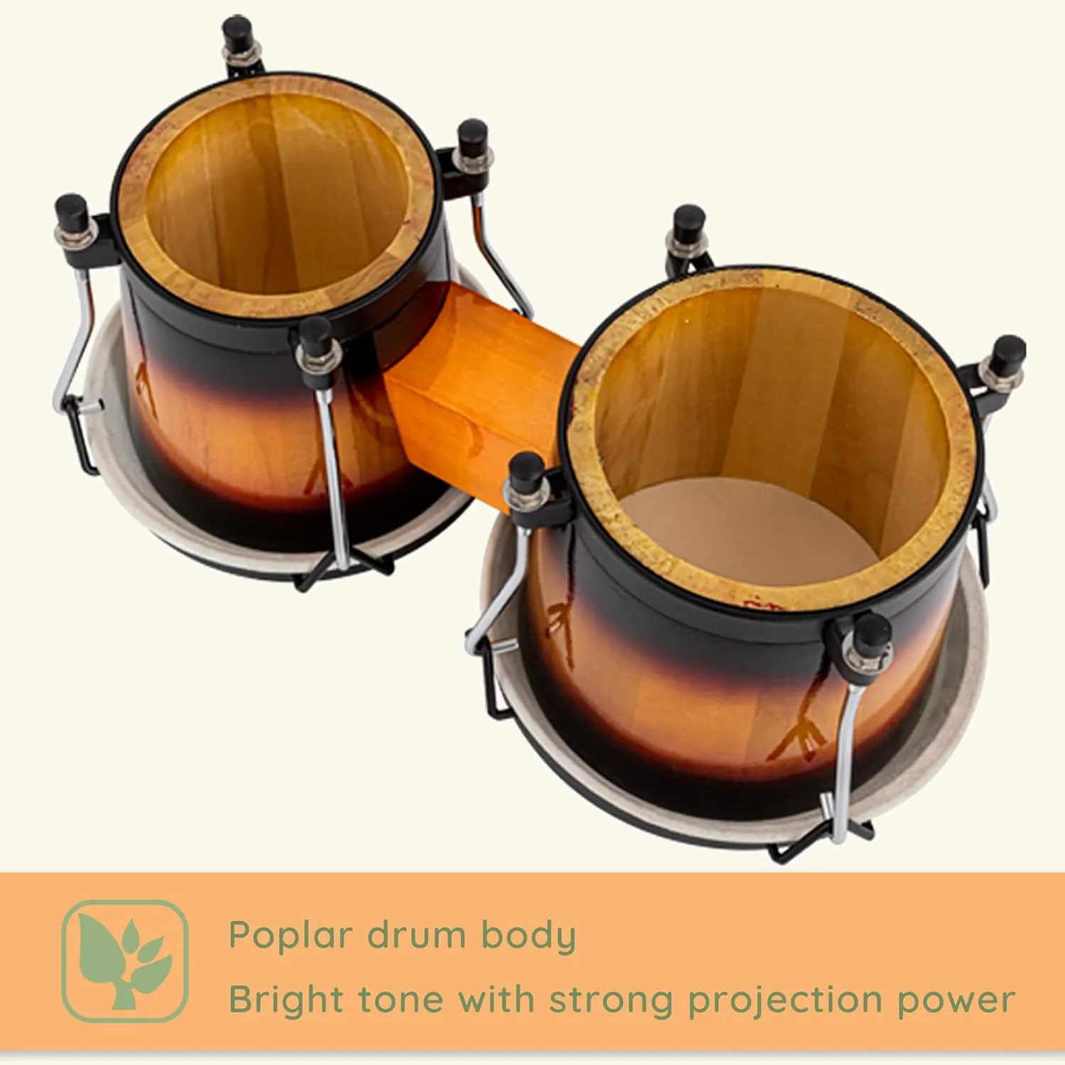BAHAMUT Bongo Drum Set, 6" 7" Wooden Bongos Gift for Adults & Kids Beginners, Ideal Percussion for Education and Practice, Comes with Tuning Wrench & Waterproof Bag