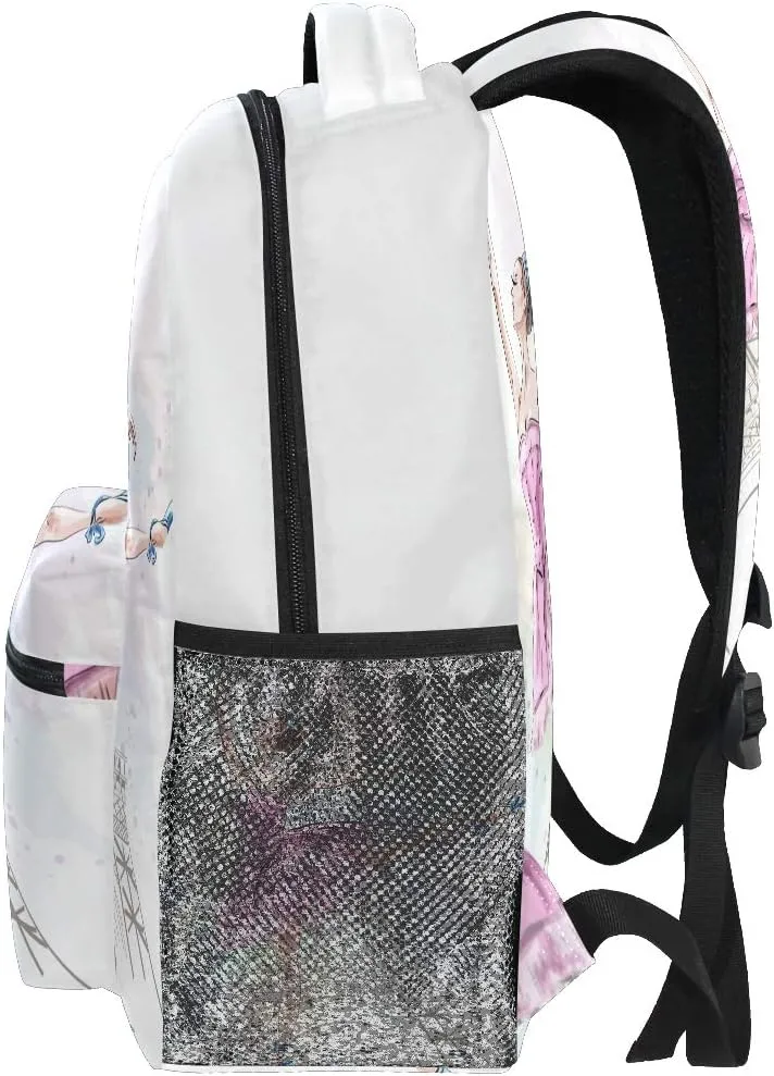 Ballerina Eiffel Tower School Backpack , Ballet Dancer Bookbag Schoolbag Daypacks Shoulder Bag Laptop Bag for Teens Kids Boys Girls