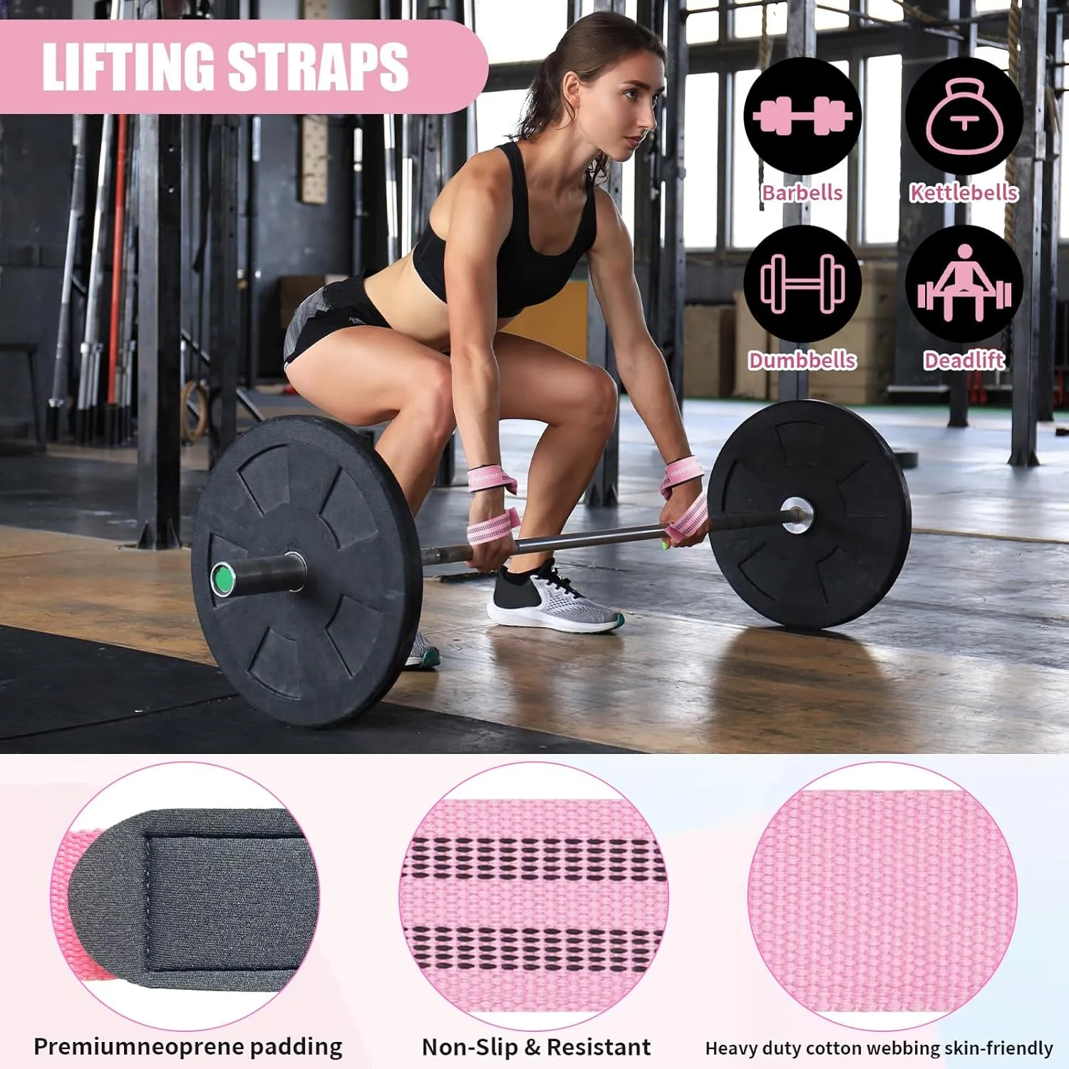 Barbell Pad Set with Hip Thrust Squat Pad Lifting Wrist Straps Ankle Straps for Cable Machines Resistance Bands Carry Bag Gym Accessories