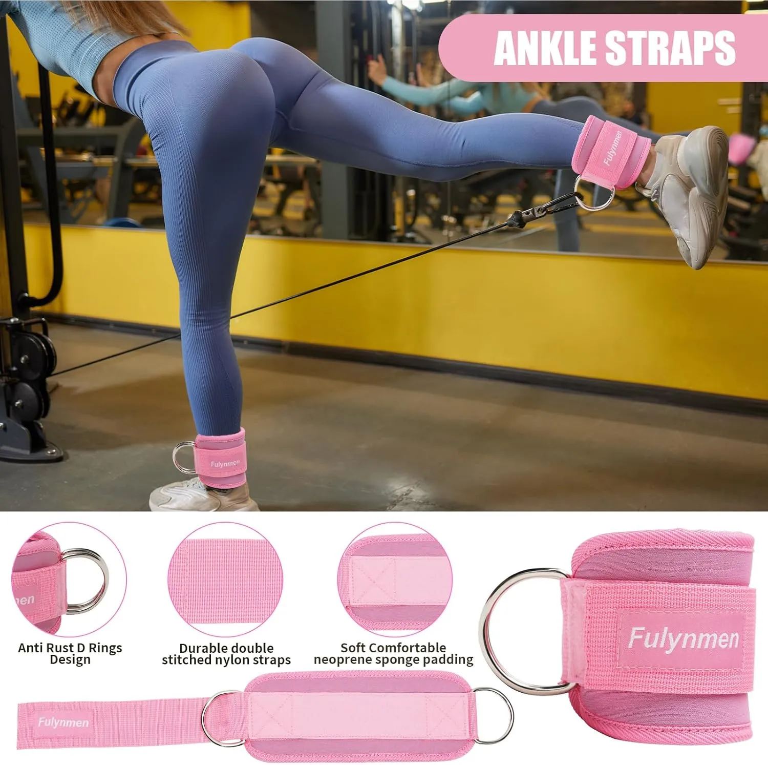 Barbell Pad Set with Hip Thrust Squat Pad Lifting Wrist Straps Ankle Straps for Cable Machines Resistance Bands Carry Bag Gym Accessories