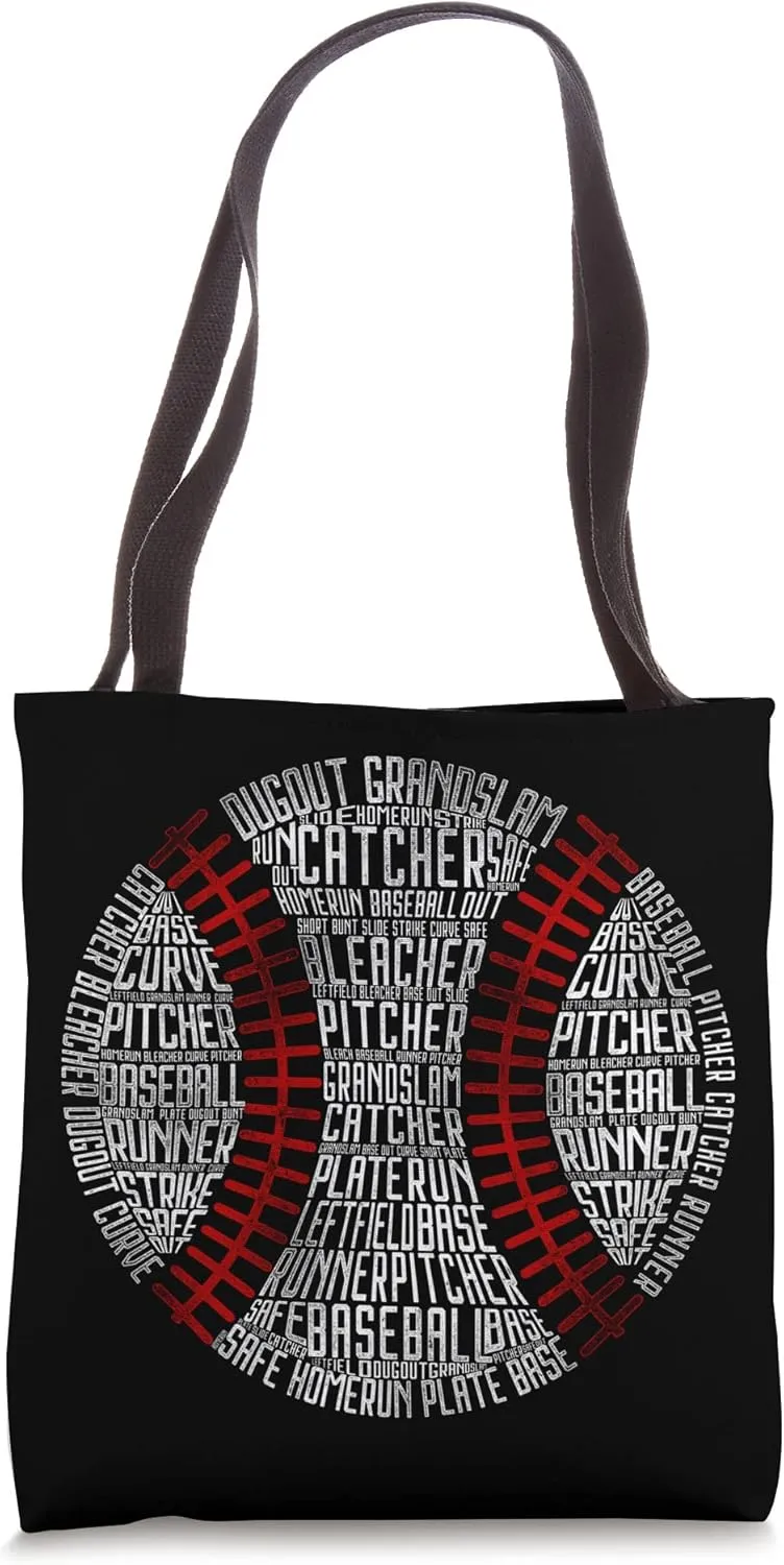 Baseball Fan Word Cloud Baseball Grandslam Homerun Bunt Tote Bag