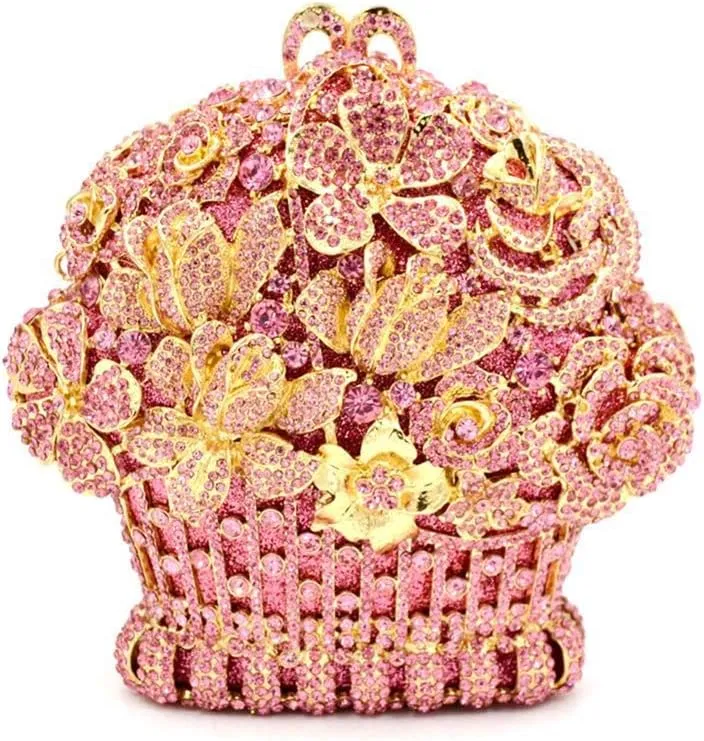 Basket Purse Sparkly Rhinestone Evening Clutch Wedding Party Cocktail Bags for Women Elegant Handbags